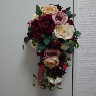 マルチカラー薔薇ブーケ♡ティアドロップ♡ブートニア(ブーケ)