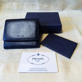 プラダ(PRADA)の♥お値下げ! PRADA プラダ黒革三つ折りミニ財布♥(財布)