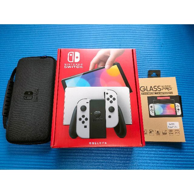 家庭用ゲーム機本体ニンテンドースイッチ本体　有機el ホワイト＋スリムハードポーチ＋ガラスフィルム