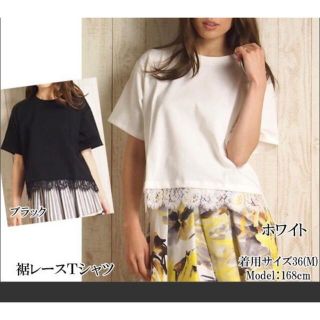 グレースコンチネンタル(GRACE CONTINENTAL)のグレースコンチネンタル　裾レースTシャツ白　38(Tシャツ(半袖/袖なし))