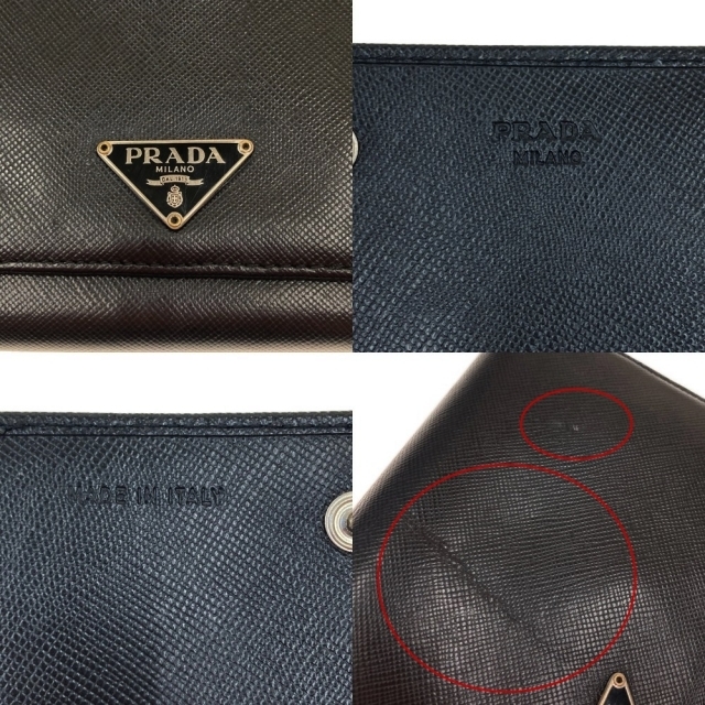 〇〇PRADA プラダ サフィアーノ プレート 二つ折り 長財布 M608A