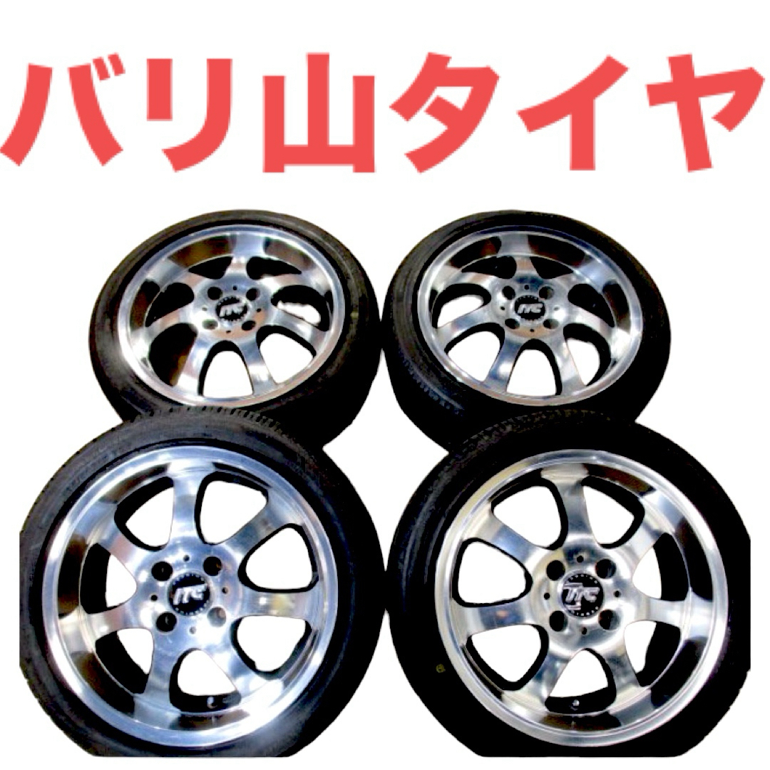 バリ山タイヤ ポリッシュ?メッキ?ホイール 4本セット 軽 バリ山タイヤ ポリッシュ?メッキ?ホイール 4本セット 軽