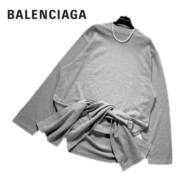 コットン100%サイズ☆美品 BALENCIAGA コットンニット グレー バレンシアガ ☆