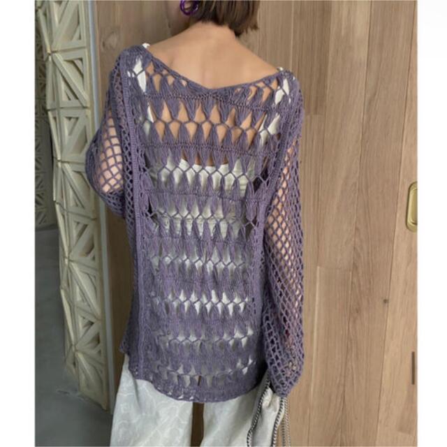 Ameri VINTAGE(アメリヴィンテージ)のameri vintage 2way crochet knit パープル レディースのトップス(カットソー(半袖/袖なし))の商品写真