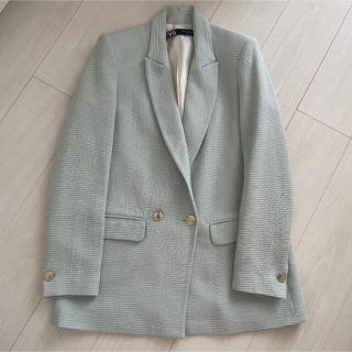 ザラ(ZARA)の【ZARA】ダブル　ジャケット　ミントグリーン　レディス(テーラードジャケット)