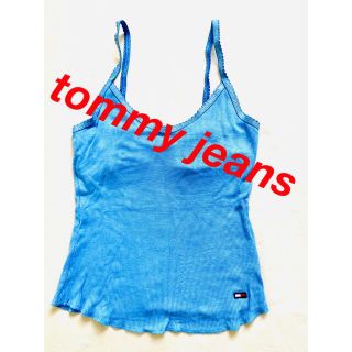 トミーヒルフィガー(TOMMY HILFIGER)のtommy jeans キャミソール　トミー　タンクトップ　Ｓ　水色　米購入(キャミソール)