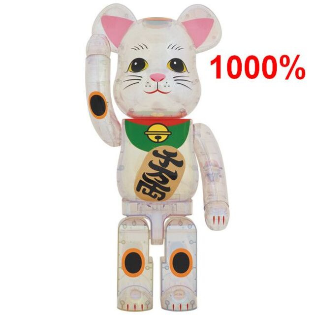 BE@RBRICK 招き猫 桃色透明メッキ 1000％