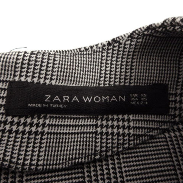 ザラウーマン カットソー 長袖 裾ボタン グレンチェック 黒 白 XS レディースのトップス(カットソー(長袖/七分))の商品写真