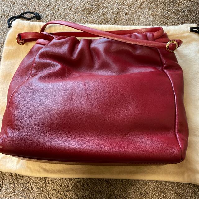 美品正規品LOEWE ロエベハンドバッグ ナッパ 羊革 赤レディース