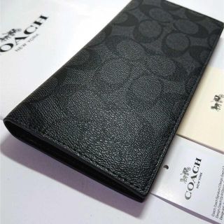 コーチ(COACH)の【新品-未使用】コーチCOACH折り財布 シグネチャー メンズ スリム ブラック(長財布)