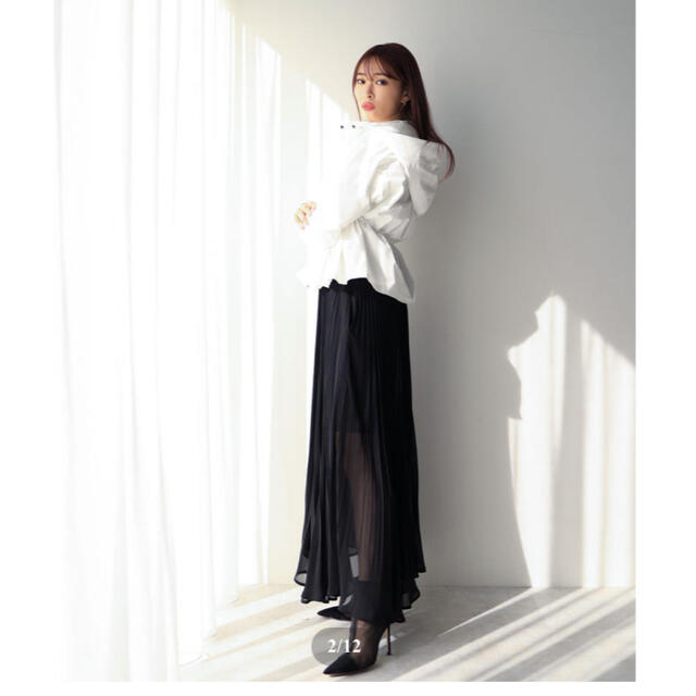 エレノア　Sheer Pleats Skirt ブラック　S  elenore