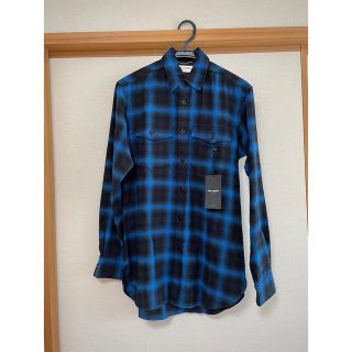 売って買う サンローランパリ ブルー チェック シャツ 15AW エディ