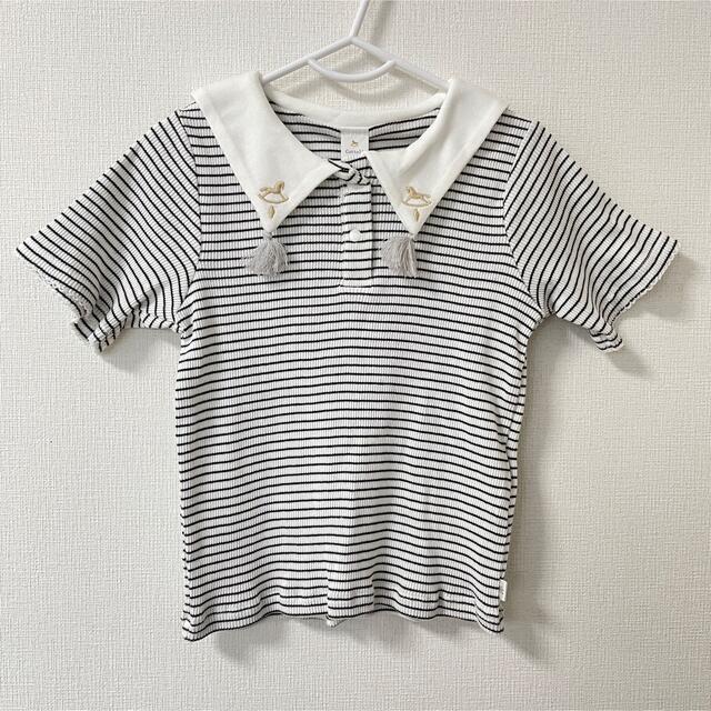 cottoli コトリ テレコ ボーダー セーラー Tシャツ 100 キッズ/ベビー/マタニティのキッズ服女の子用(90cm~)(Tシャツ/カットソー)の商品写真