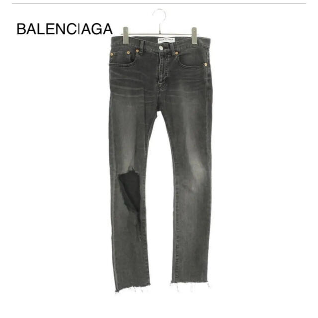 Balenciaga(バレンシアガ)のバレンシアガBALENCIAGA クラッシュ ブラックデニムパンツ 26 メンズのパンツ(デニム/ジーンズ)の商品写真