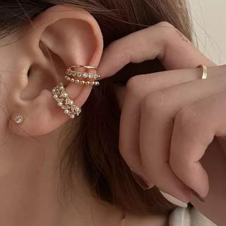 PI065 zirconia gold ear cuff 2set(イヤーカフ)