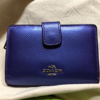 コーチ(COACH)のcoach コーチ　本皮　 折り財布　メタリックパープル(財布)