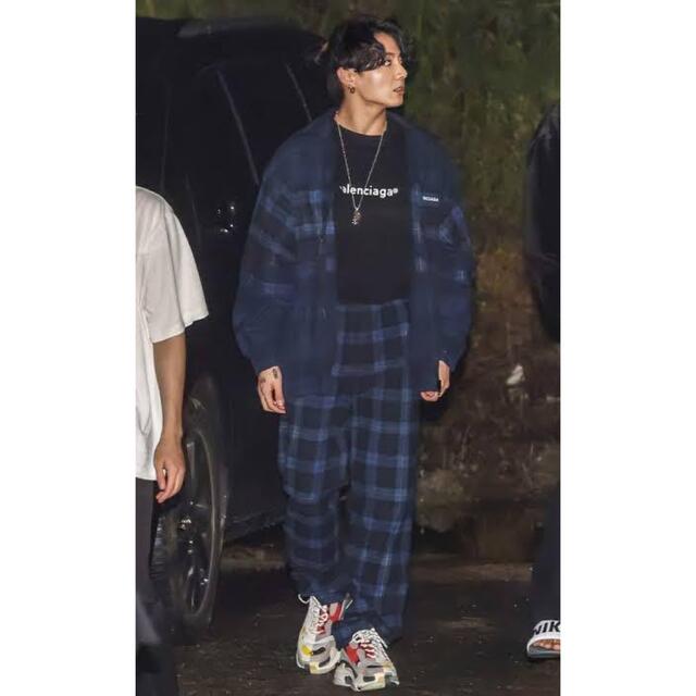 BALENCIAGA blue checked flannel jacketバレンシアガ