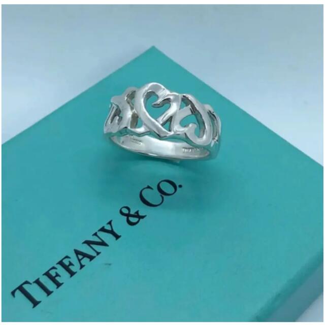 美品 Tiffanyティファニートリプルラビングハートリング 指輪 11号