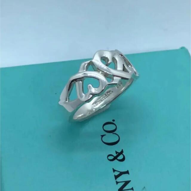 美品 Tiffanyティファニートリプルラビングハートリング 指輪 11号