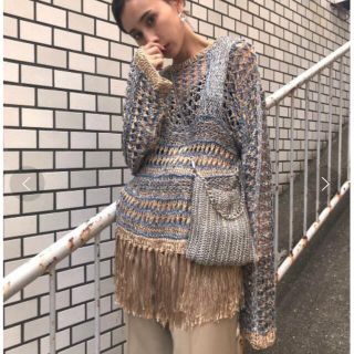 アメリヴィンテージ(Ameri VINTAGE)の(難あり)AMERI／SPRAY MIX FRINGE KNIT (ニット/セーター)