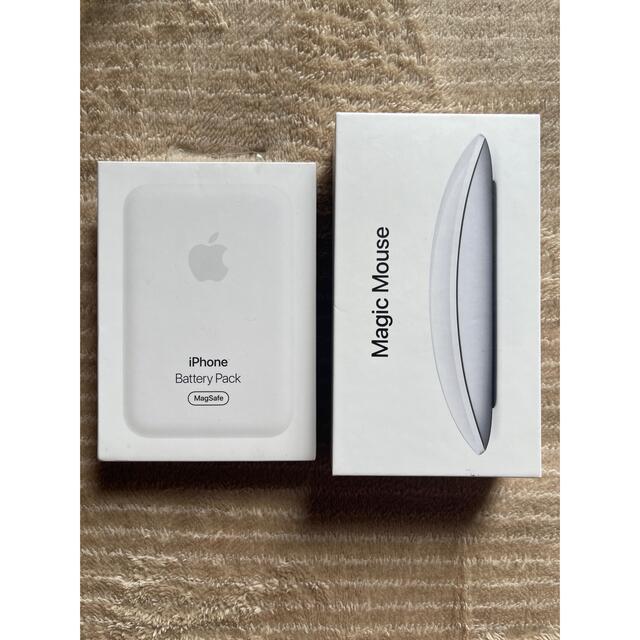 Apple(アップル)のApple magic mouse 2+Iphone Battery pack スマホ/家電/カメラのスマートフォン/携帯電話(バッテリー/充電器)の商品写真