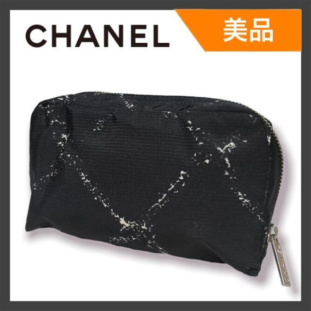 【美品】CHANEL 旧 トラベルライン 化粧 ポーチ ミニ 小物入れ約14cmマチ