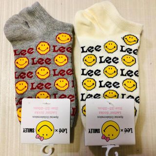 リー(Lee)の☆Lee スマイリー　ソックス　ホワイト&グレー　23〜25センチ(ソックス)