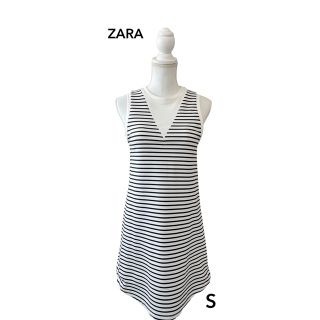 ザラ(ZARA)の【 美品 】ボーダーワンピース(ミニワンピース)