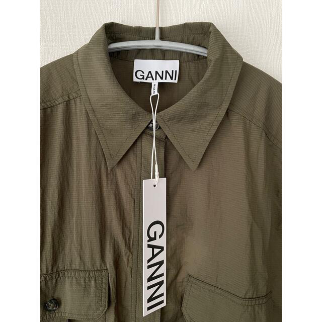 【新品】GANNI ガニー カーキ ロング シャツワンピース