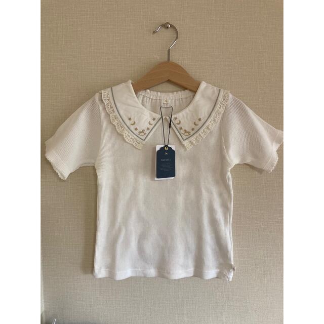 futafuta(フタフタ)の100cm　新品　　コトリ　cottoli　テレコ襟刺繍　Tシャツ キッズ/ベビー/マタニティのキッズ服女の子用(90cm~)(Tシャツ/カットソー)の商品写真