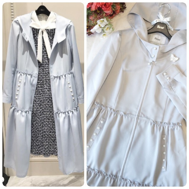 Rene ネイビー チュールコート 36サイズ 新品?正規品 odessa-journal.com