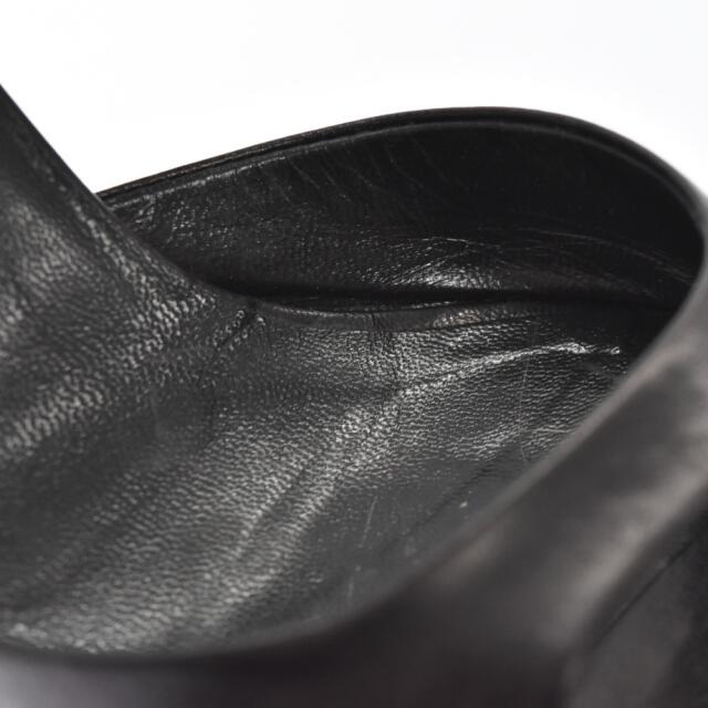 HELMUT LANG(ヘルムートラング)のHELMUT LANG ヘルムートラング ラバーストラップ レザー ヒール サンダル ブラック レディースの靴/シューズ(サンダル)の商品写真