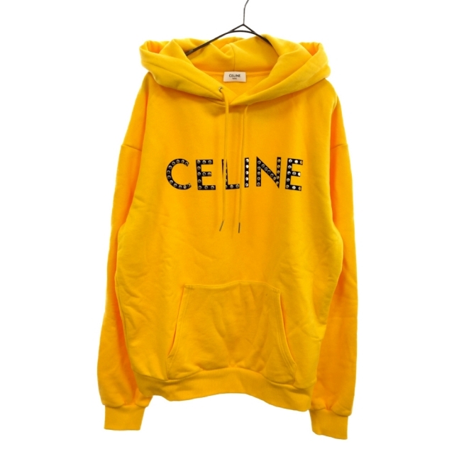 CELINE セリーヌ 21AW STUDS LOGO PULLOVERPARKA 2Y695670Q スタッズロゴ プルオーバーパーカー イエロー