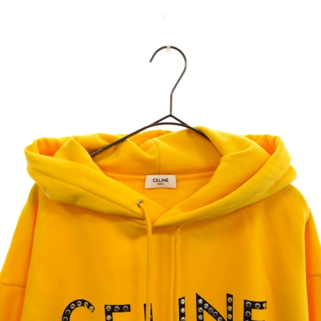 celine(セリーヌ)のCELINE セリーヌ 21AW STUDS LOGO PULLOVERPARKA 2Y695670Q スタッズロゴ プルオーバーパーカー イエロー メンズのトップス(パーカー)の商品写真