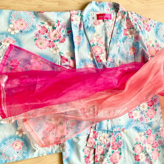 リトルプリンセス　キッズ浴衣 100 キッズ/ベビー/マタニティのキッズ服女の子用(90cm~)(甚平/浴衣)の商品写真