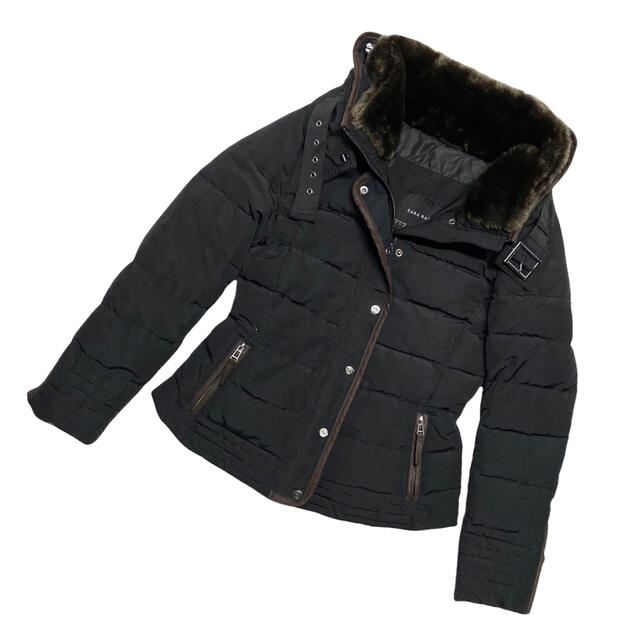 ZARA - ZARA BASIC グレーダックダウン ファー ジャケット M ZARA - ZARA BASIC グレーダックダウン ファー ジャケット M