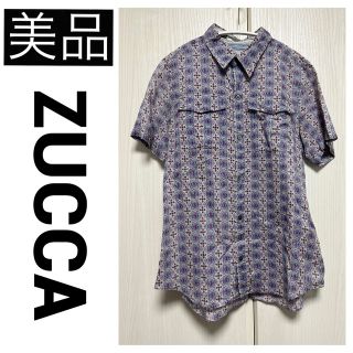 ズッカ(ZUCCa)の【美品】 zucca ズッカ 半袖 ブラウス シャツ ペイズリー ブルー M(シャツ/ブラウス(半袖/袖なし))