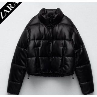 ZARA レザーダウンジャケットレディース