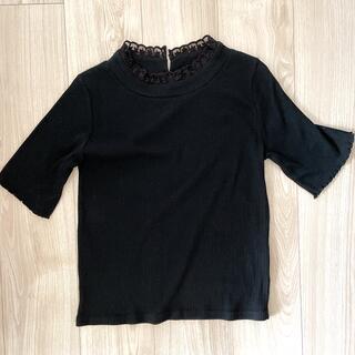 マジェスティックレゴン(MAJESTIC LEGON)のMAJESTIC LEGON ブラック 黒 リブTシャツ Mサイズ レディス(Tシャツ/カットソー(半袖/袖なし))