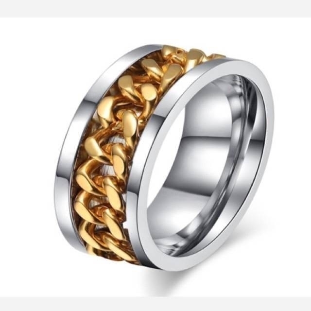 【SALE】リング　メンズ　アクセサリー　ステンレス　イエロー　指輪　20号 メンズのアクセサリー(リング(指輪))の商品写真