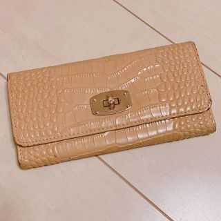 クロコダイル調 長財布 財布 ピンクベージュ かわいい 大容量(財布)