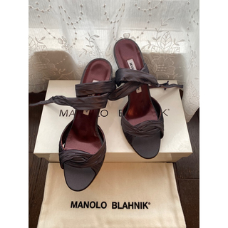 マノロブラニク(MANOLO BLAHNIK)のマノロ・ブラニク　オープントウ　サテンサンダル　351/2(ハイヒール/パンプス)
