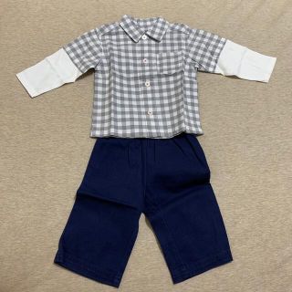 カーターズ(carter's)の新品　長袖シャツ　ズボン　セットアップ　6M（60cm）ベビー服　出産　2(Ｔシャツ)