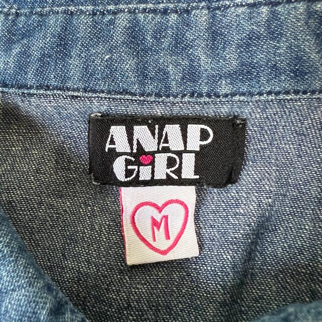 ANAP GiRL(アナップガール)のANAP GIRL アナップ　デニムシャツ　プリントシャツ　キッズ　Mサイズ キッズ/ベビー/マタニティのキッズ服女の子用(90cm~)(ブラウス)の商品写真