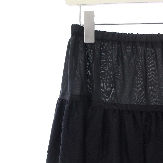 FOXEY(フォクシー)のフォクシー ティアードスカート パニエ チュール ひざ丈 ウエストゴム 38 黒 レディースのスカート(ひざ丈スカート)の商品写真