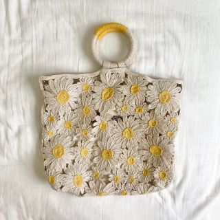 ザラ(ZARA)の美品 ZARA デイジートートバッグ 鞄 ザラ 花柄 ハンドバッグ バッグ(ハンドバッグ)