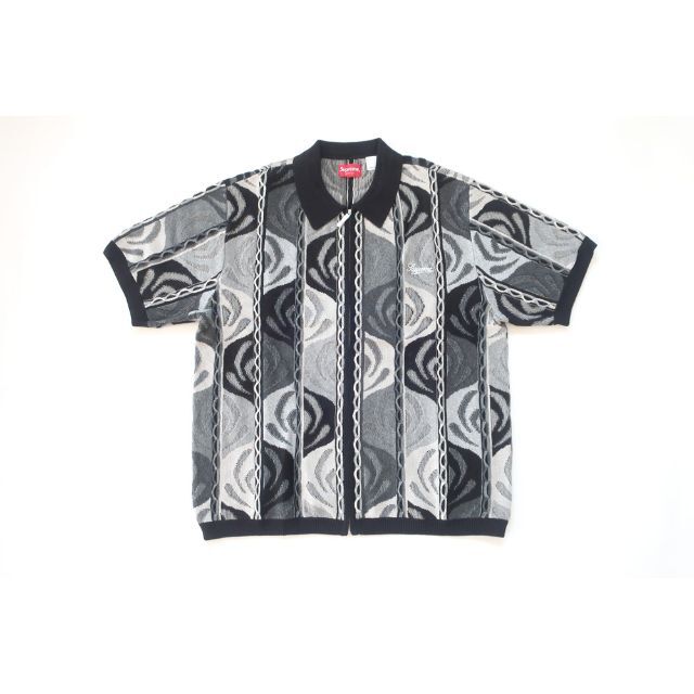 ポロシャツ(L)Supreme Abstract Textured Zip Up Polo