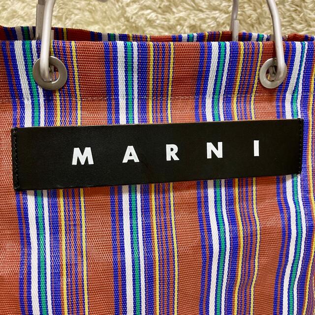 Marni(マルニ)の美品✨MARNI マルニ トートバッグ ストライプ フラワーカフェ ブラウン レディースのバッグ(トートバッグ)の商品写真