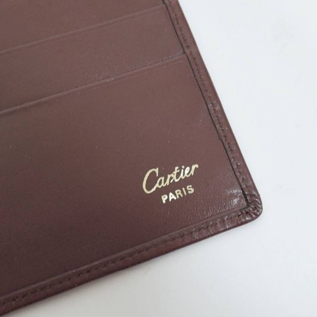 素材カルティエ Cartier マストライン ロゴ レザー 2つ折り 財布 札入れ