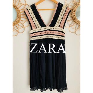 ザラ(ZARA)の美品　ZARA ザラ　ワンピース　プリーツ　ドット　人気　完売(ひざ丈ワンピース)